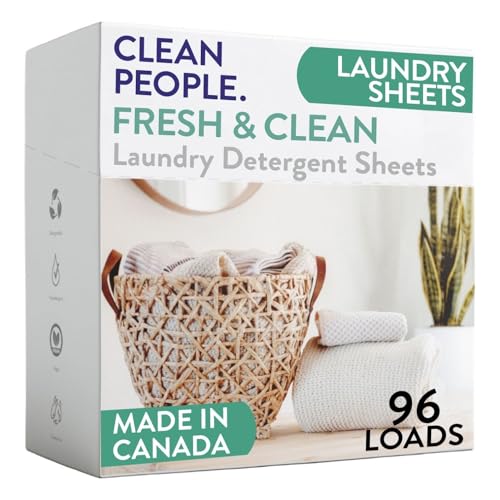 The Clean People Laundry Detergent Sheets - Hypoallergenic Laundry Soap - Ultra Concentrated, Recyclable Packaging, Stain Fighting - Fresh Scent, 96 Pack