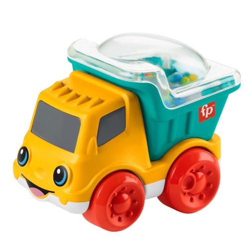 Fisher-Price Baby Toy Poppity Pop Dump Truck Push-Along Vehicle with Fine Motor Activities For Infants Ages 6+ Months