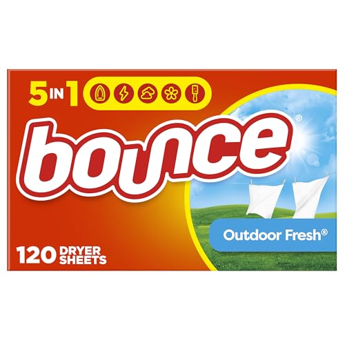 Bounce Dryer Sheets Laundry Fabric Softener, Outdoor Fresh Scent, 120 Count