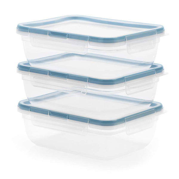 Snapware Total Solution 3-Pack (8.5-Cup) Plastic Food Storage Containers Set, Leakproof & Airtight Locking Lids Rectangular Tupperware, Non-Toxic BPA-Free Lids, Microwave Dishwasher Freezer Safe