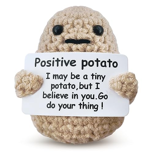 Airevesket Mini Funny Positive Potato, Cute Wool Funny Knitted Positive Potato, Positive Gifts Funny Gifts Positive Potato for New Year Gift Birthday Gifts Party Decoration Encouragement