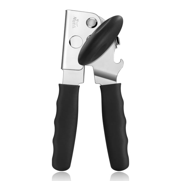 Can Opener Manual Heavy Duty, UHIYEE Hand Held Can Opener for Seniors, Solid Steel Manual Can Openers with Comfort Grip Sharped Blade, Easy Turn Hand Can Opener with Magnet for Kitchen Camping, Black