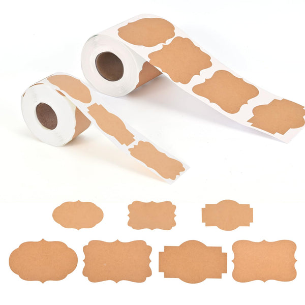 500 Pcs Gift Tags Name Label Stickers, 2 Different Sizes 2"*3" and 1.2 * 2" Self-Adhesive Brown Kraft Labels Stickers for Presents Decoration, Jars, Pantry Canning Bottle, Cosmetic Tag