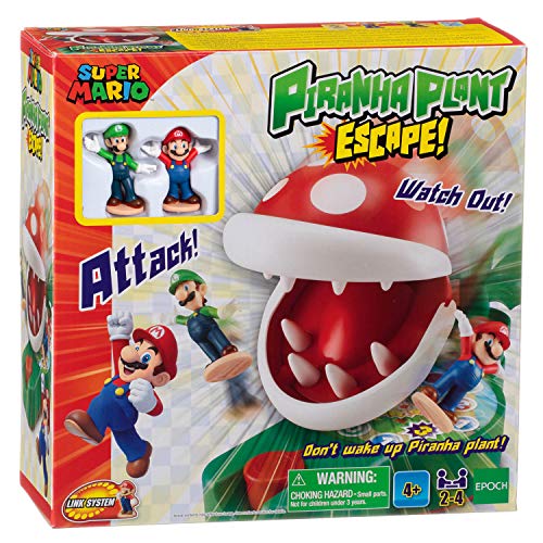 EPOCH Games Super Mario Piranha Plant Escape! - Tabletop Action Game for Ages 4+ with 2 Collectible Super Mario Action Figures