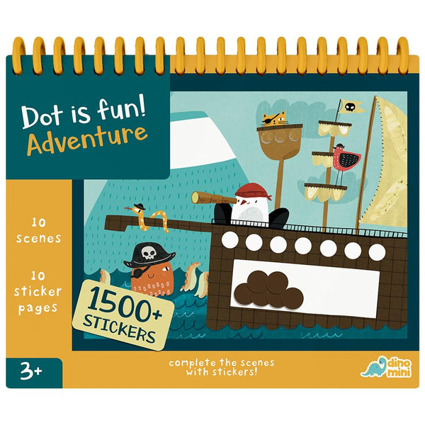 DINO MINI Dot is Fun! - Imaginative Paint by Sticker Kit for Kids - Dot Art Sticker Book for Toddlers 3-5 - Stocking Stuffers for Kids - Sticker Art Book for Toddlers (Adventure)