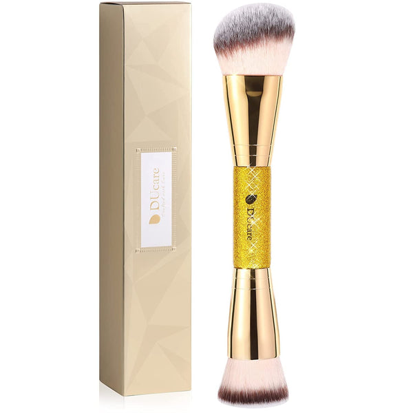 DUcare Foundation Brush Contour Bronzer Makeup Brush Double Ended Self Tanner Brush Sculpting Brush for Blending Liquid Powder Concealer Cream Cosmetics Blush Buffe