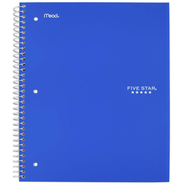 Five Star Spiral Notebooks, 1 Subject, College Ruled Paper, 100 Sheets, 11" x 8-1/2", Color Selected For You, 1 Count (06206)