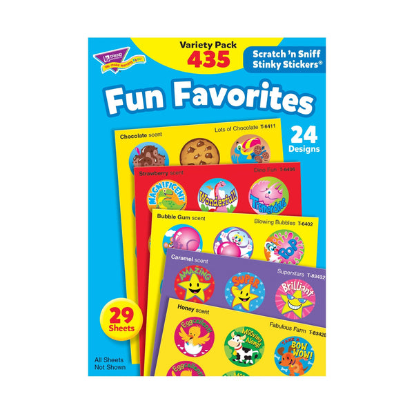 Trend Enterprises: Fun Favorites, Scented Scratch 'N Sniff Stinky Stickers, Fun for Rewards, Incentives, Crafts and as Collectibles, 24 Different Designs, 29 Sheets Included, for Ages 3 and Up