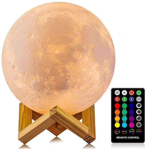 LOGROTATE Moon Lamp, 16 Colors LED Night Light for Kids 3D Printing Moon Light with Stand& Remote/Touch Control & Timing, Moon Light Lamp for Kid Friend Birthday Gifts, Room Decor (Diameter 4.8 INCH)