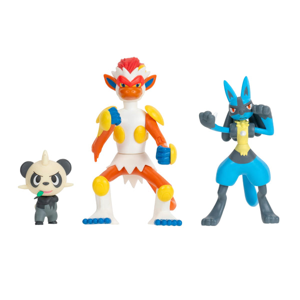 Pokemon Battle Figure 3 Pack - Features 2-Inch Pancham and Lucario and 3-Inch Infernape Battle Figures