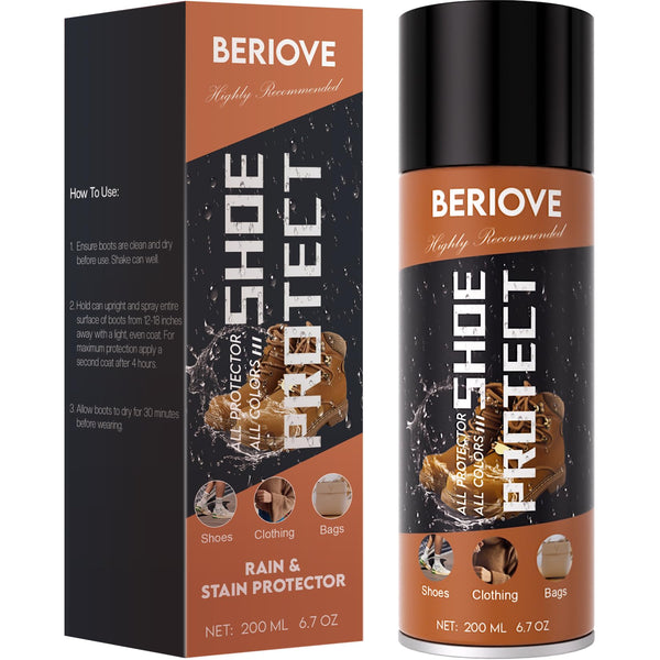 BERIOVE Protect Shoe Protector Spray - Rain & Stain Waterproof Nano Protection - Waterproofing Spray for Leather, Suede, Sneaker 6.76 OZ