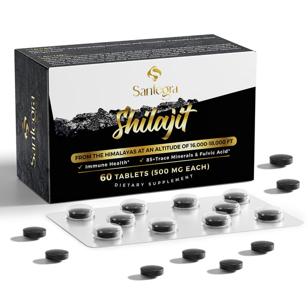 30,000 MG Shilajit Tablets, 100% Shilajit Pure Tablets 60 Counts - Shilajit Himalayan Organic Rich in Fulvic Acid & 85+ Trace Minerals, Shilajit Resin Supplement for Energy & Immune System