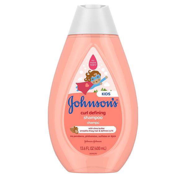 Johnson's Kids Curl-Defining, Frizz Control, Tear-Free Kids Shampoo + Shea Butter, Paraben-, Sulfate- & Dye-Free, Hypoallergenic & Gentle for Kids Hair, Kid Bath Essential, 13.6 fl. oz