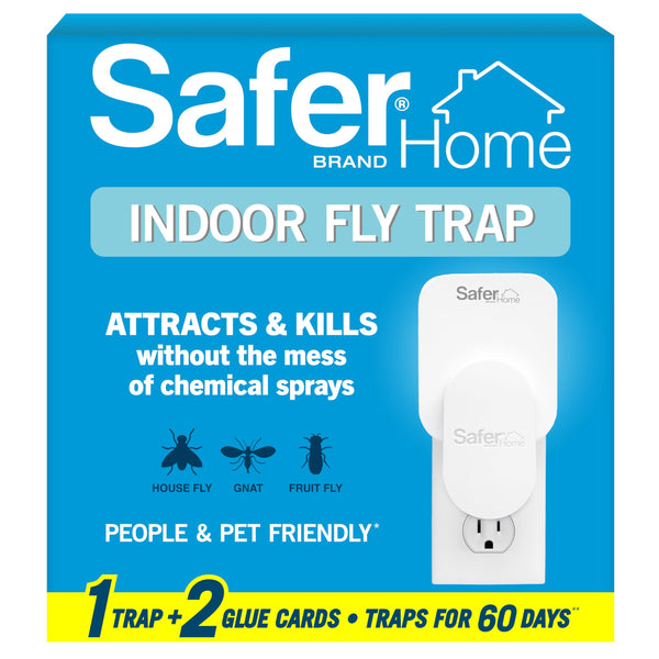 Safer Home Indoor Plug-In Fly Trap - SH502 - Effective Fruit Fly Traps for Indoors, 400 Sq Ft Protection - Style: 1 Device + 2 Glue Cards