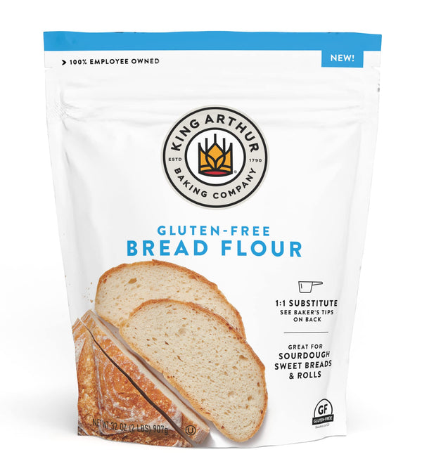 King Arthur Gluten Free Bread Flour: 1:1 Replacement for Yeasted Recipes - 2 lbs of Premium GF Flour for Artisan Boules, Bagels, Cinnamon Rolls & Burger Buns - Sorghum & Xanthan Gum