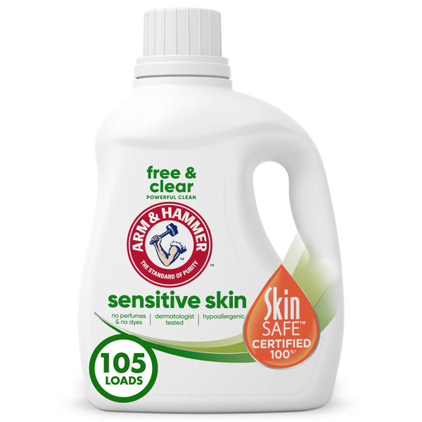 Arm & Hammer Sensitive Skin Free & Clear, 105 Loads Liquid Laundry Detergent, 105 Fl oz