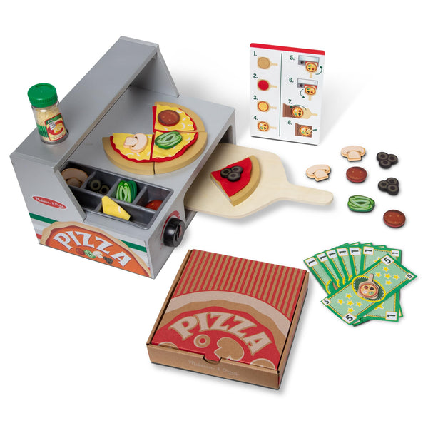 Melissa & Doug Top & Bake Wooden Pizza Counter Play Set (41 Pcs) - FSC Certified