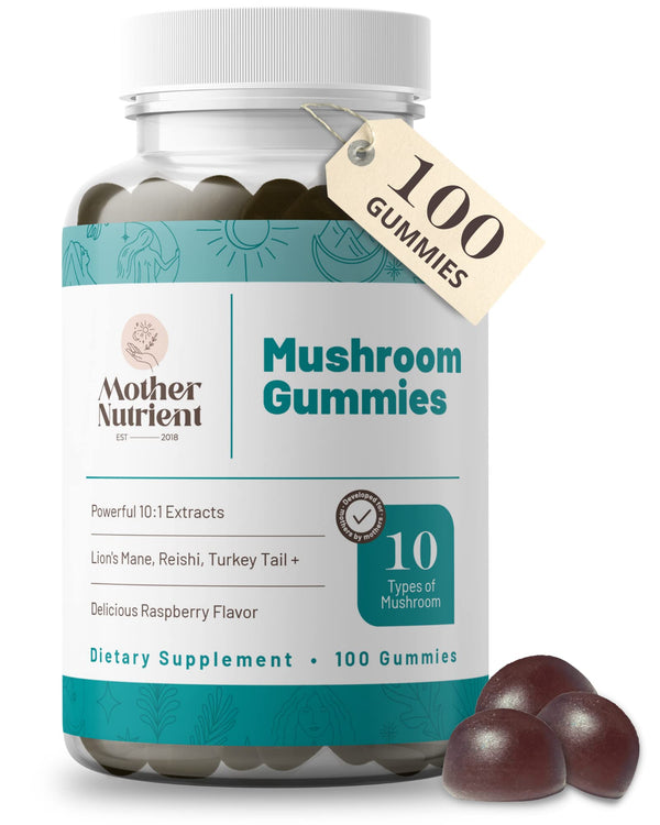 Mushroom Supplement Gummies- Pure Extract Multi Mushrooms Supplement- Chaga, Reishi, Cordyceps & Lion's Mane - 50 Day Supply Chewable Gummies (100 pcs)