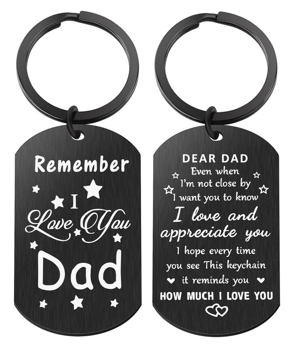 Father’s Day Gifts, Dad Birthday Gifts from Daughter Son, Double Side Remember I Love You Dad Keychain, Best Dad Gift Ideas for Christmas Valentine's Day