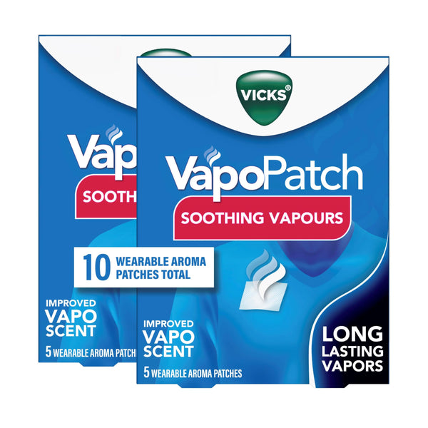 Vicks VapoPatch, Wearable Mess-Free Aroma Patch, Soothing & Comforting Non-Medicated Vicks Vapors, For Adults & Children Ages 6+, 5ct (2 pack)