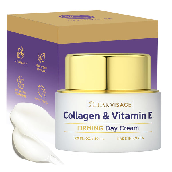 Clear Visage Collagen Moisturizer For Face - Dermatologist Tested, Ultra Hydrating, Anti-Aging Face Cream, Firming, Fine Lines & Wrinkles Treatment - Clean Beauty Korean Skin Care for All Skin Types