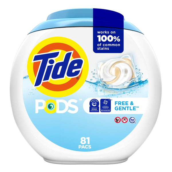 Tide PODS Free & Gentle Laundry Detergent Soap Pods, 81 count