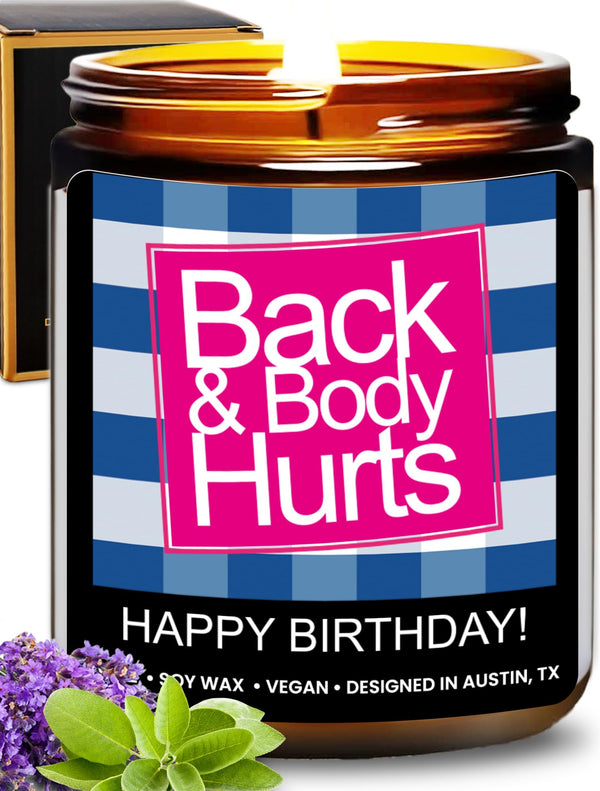 Funny Happy Birthday Candle, Gifts for Women & Men, Birthday Surprise Box, Birthday Gift Ideas for Her & Him, Back and Body Hurts Candle