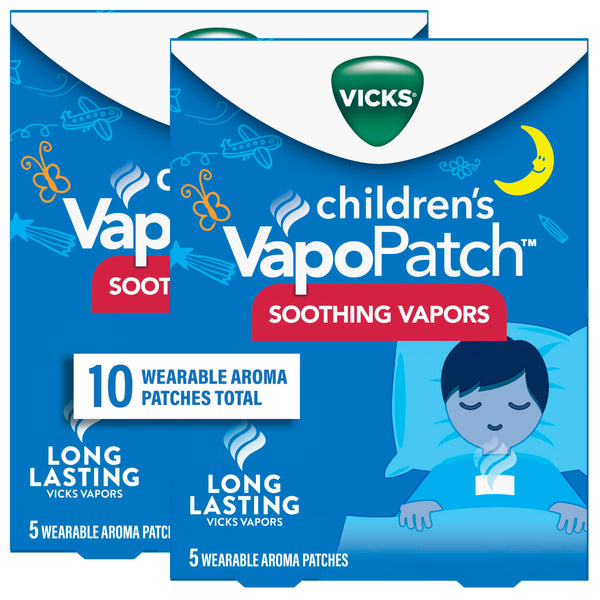 Vicks Children's VapoPatch, Wearable Mess-Free Aroma Patch, Soothing & Comforting Non-Medicated Vicks Vapors, For Children Ages 6+, 5ct - Pack of 2