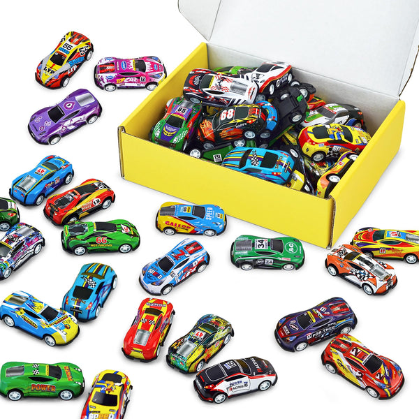 Vileafy 30 Mini Race Cars for Classroom Prizes, Party Favors for Kids 4-8 Years Old, Bulk Small Pull Back Car Toys for Treasure Box, Mini Toys Cars for Boys and Girls