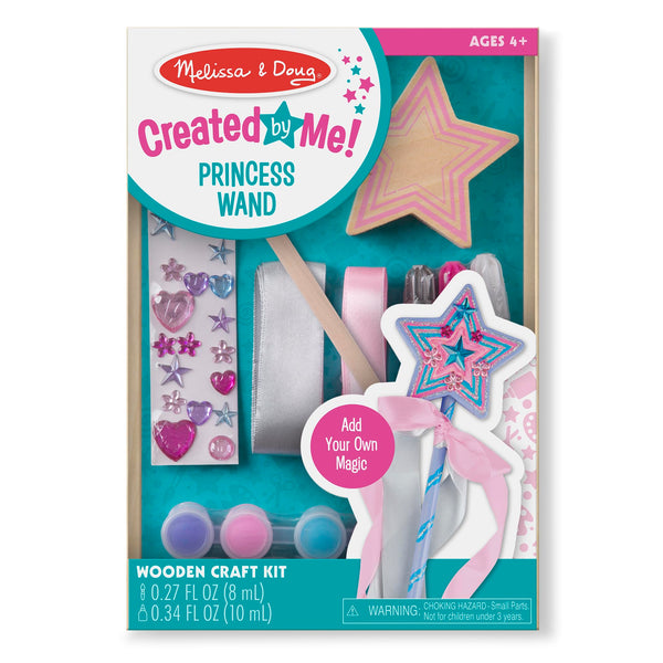 Melissa & Doug Created By Me! Paint & Decorate Your Own Wooden Princess Wand Craft Kit, Pink - Great For Rainy Days, Toys For Kids Ages 4+