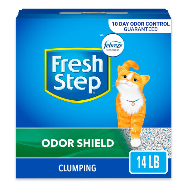 Fresh Step Odor Shield Clumping Litter With Febreze Freshness, Continuous Cat Litter Odor Eliminator, 14 lb. Box