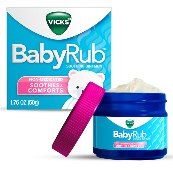 Vicks BabyRub Chest Rub Ointment with Soothing Aloe, Eucalyptus, Lavender, and Rosemary, from the makers of VapoRub, 1.76 oz