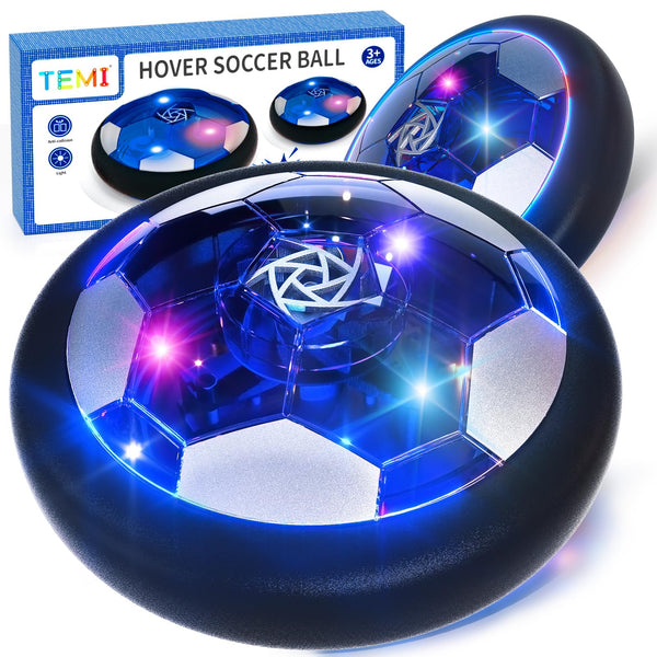 TEMI 2 Pack Hover Soccer Ball, LED Light Soccer Ball Toys for 3-12 Year Old Boys Girls, Indoor Outdoor Games for Kids Boys, Christmas Birthday Gifts for Kids Boys Girls Age 3 4 5 6 7 8-12 Years Old