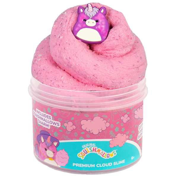 Original Squishmallows Lola The Unicorn Premium Scented Slime, Cotton Candy Scented, 8 oz. Fluffy Slime, 2 Fun Slime Add Ins, Pre-Made Slime for Kids, Great 6 Year Old Toys, Super Soft Slime Toy