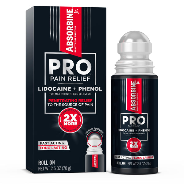 ABSORBINE JR. Pro - Maximum-Strength Lidocaine Roll-On for Fast Nerve & Muscle Pain Relief - Non-Greasy, Long-Lasting Formula for Arthritis, Aches, Strains, & More - 70 g