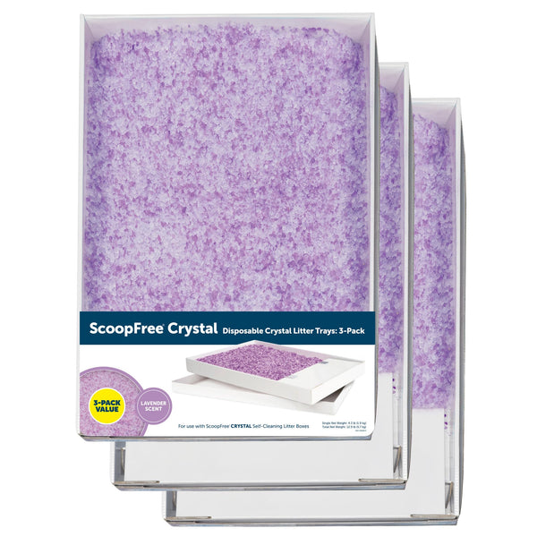 PetSafe ScoopFree Crystal Cat Litter Tray Refills (3-Pack) - Compatible with ScoopFree Crystal Litter Boxes - Rapid Odor Elimination, Leak Protection, Lavender Scent
