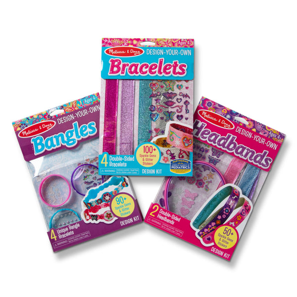 Melissa & Doug Design-Your-Own Jewelry-Making Kits - Bangles, Headbands, and Bracelets - DIY , Decorate With Stickers, Crafting Set For Kids Ages 4+