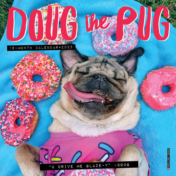 Willow Creek Press Doug the Pug Monthly Mini 2025 Wall Calendar (7" x 7")