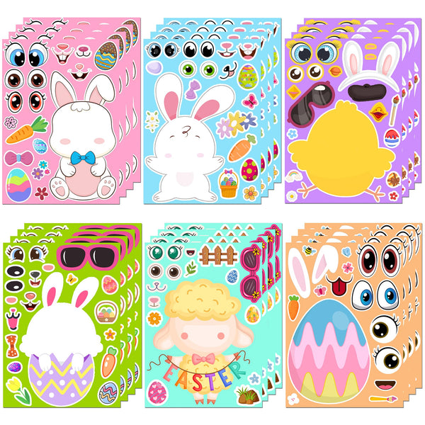 Easter Stickers - DIY Happy Easter Egg Bunny Sticker for Kids, Easter Crafts Stickers Kids Game Toys Gift Party Favor Supplies(24 Sheets)