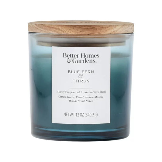 Better Homes & Gardens 12oz Blue Fern & Citrus Scented 2-Wick Ombre Jar Candle