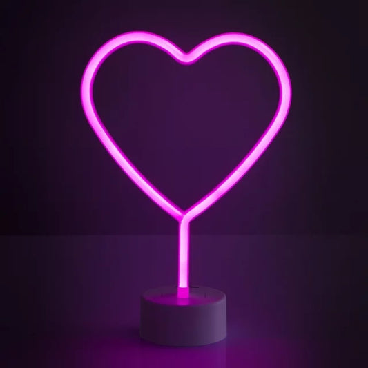 BrightSide 12" Heart Shaped LED Neon Table Light, Pink, Battery-Powered