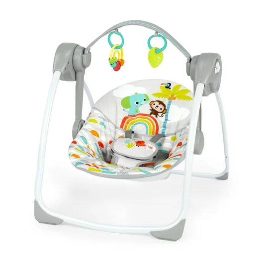 Bright Starts Playful Paradise Portable Compact Baby Swing with Toys, Unisex, Newborn