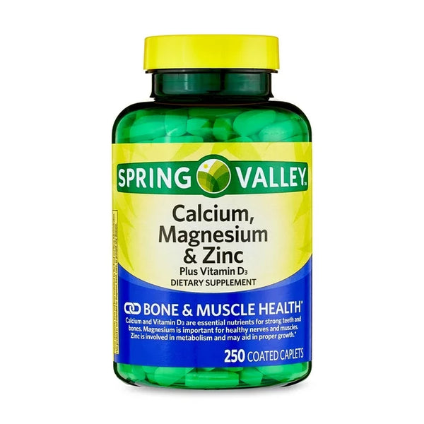 Spring Valley Calcium, Magnesium & Zinc Plus Vitamin D3 Coated Caplets, 250 Count