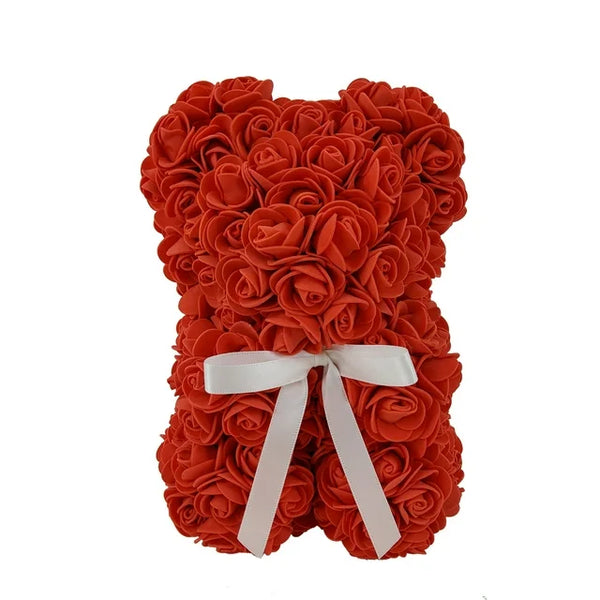 Way to Celebrate 9.25in Artificial Rose Bear, Red Color. Indoor Use.