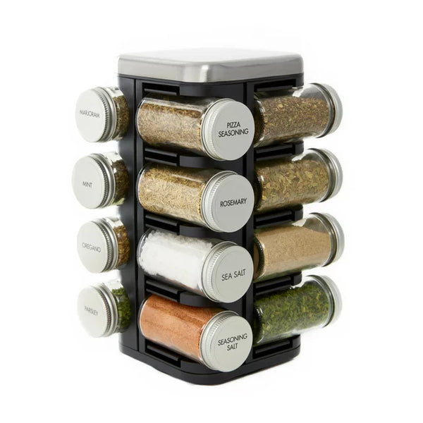 Kamenstein 16 Jar Plaza Spice Rack with Ridge Metal Cap