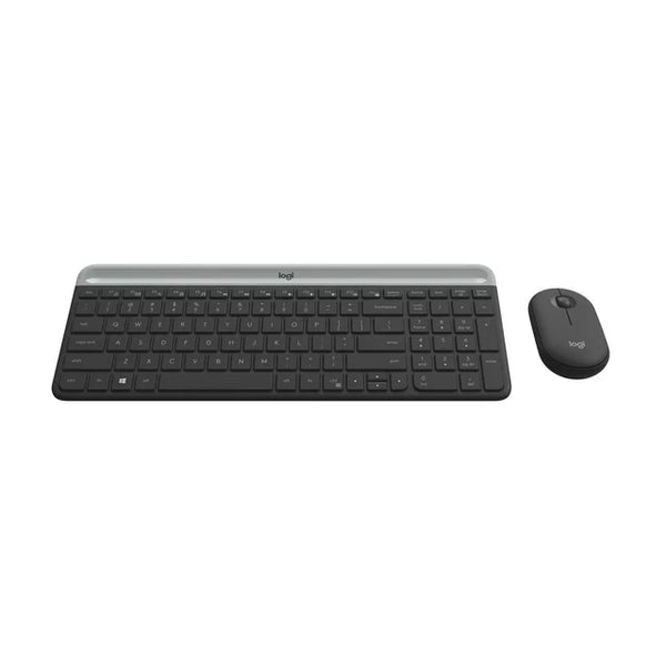 Logitech Slim Wireless Keyboard and Mouse Combo - Low Profile Compact Layout, Ultra Quiet Operation, 2.4 GHz USB Receiver with Plug and Play Connectivity, Long Battery Life, Graphite