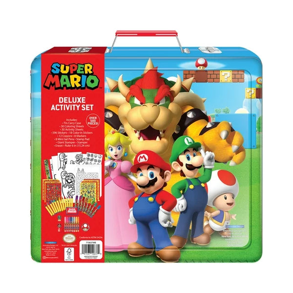 Nintendo Super Mario Deluxe Activity Art Set with Metal Carrying Case, for Boys and Girls, 500+ Pieces