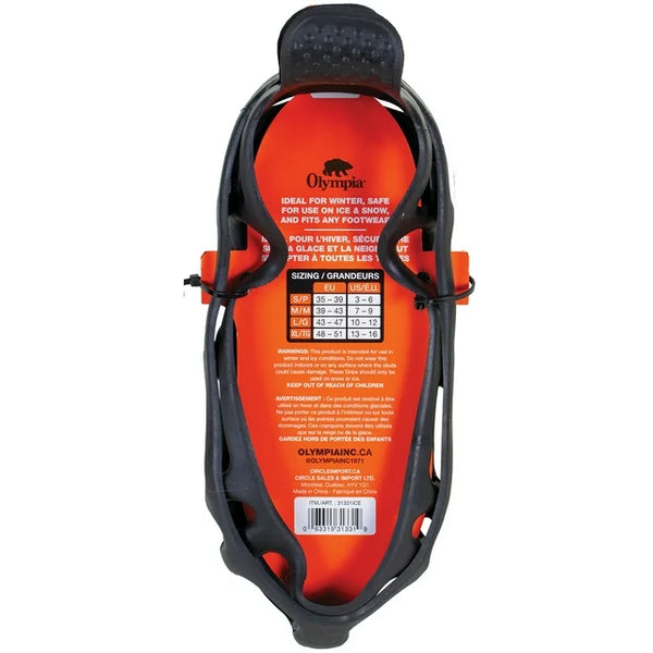 OLYMPIA: Ice Cleats: Small - Portable Snow & Ice Shoe Grips, Stretch To Fit All Shoes, Small Fits Shoe Sizes W5-8, M4-7