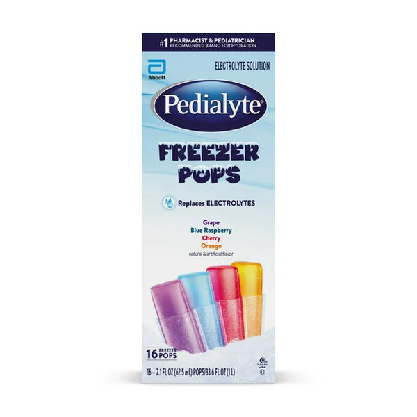 Pedialyte Electrolyte Solution Freezer Pops, Variety Pack, Pack of 16