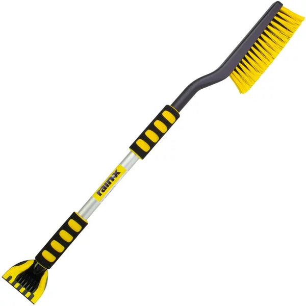 Rain-X 36" Snow Brush Ice Scraper Tool with Curved Handle, Yellow and Silver, 1 Pack, S12-989-36PVX